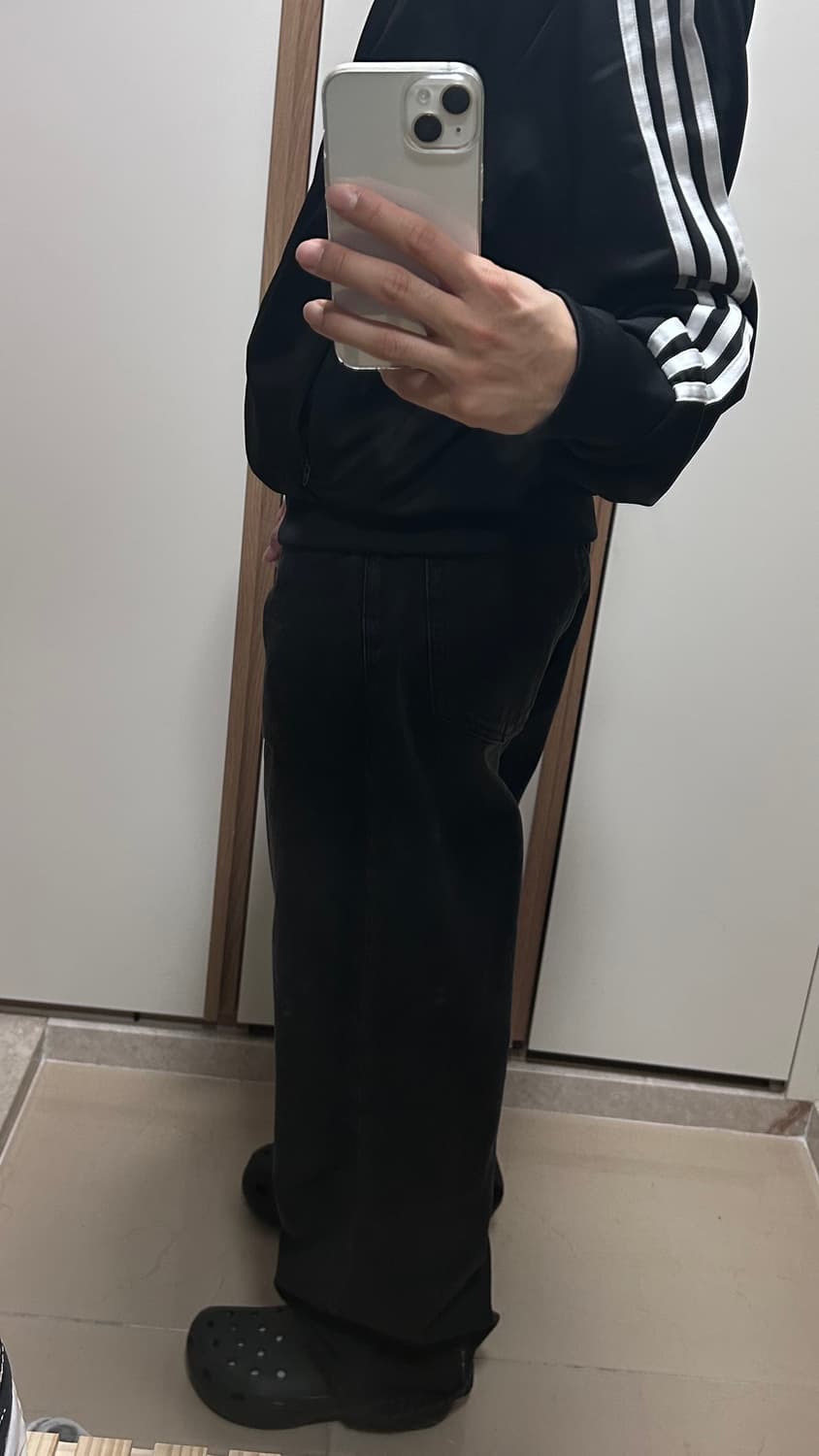 무신사 스탠다드 와이드 데님 팬츠 워시드  블랙 상품이미지3