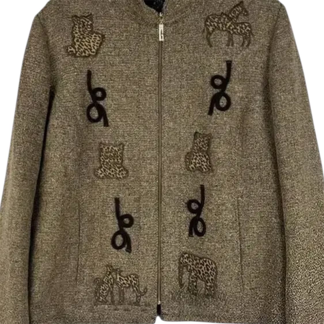 Brown Animal-Embroidery Wool Jacket 상품이미지4