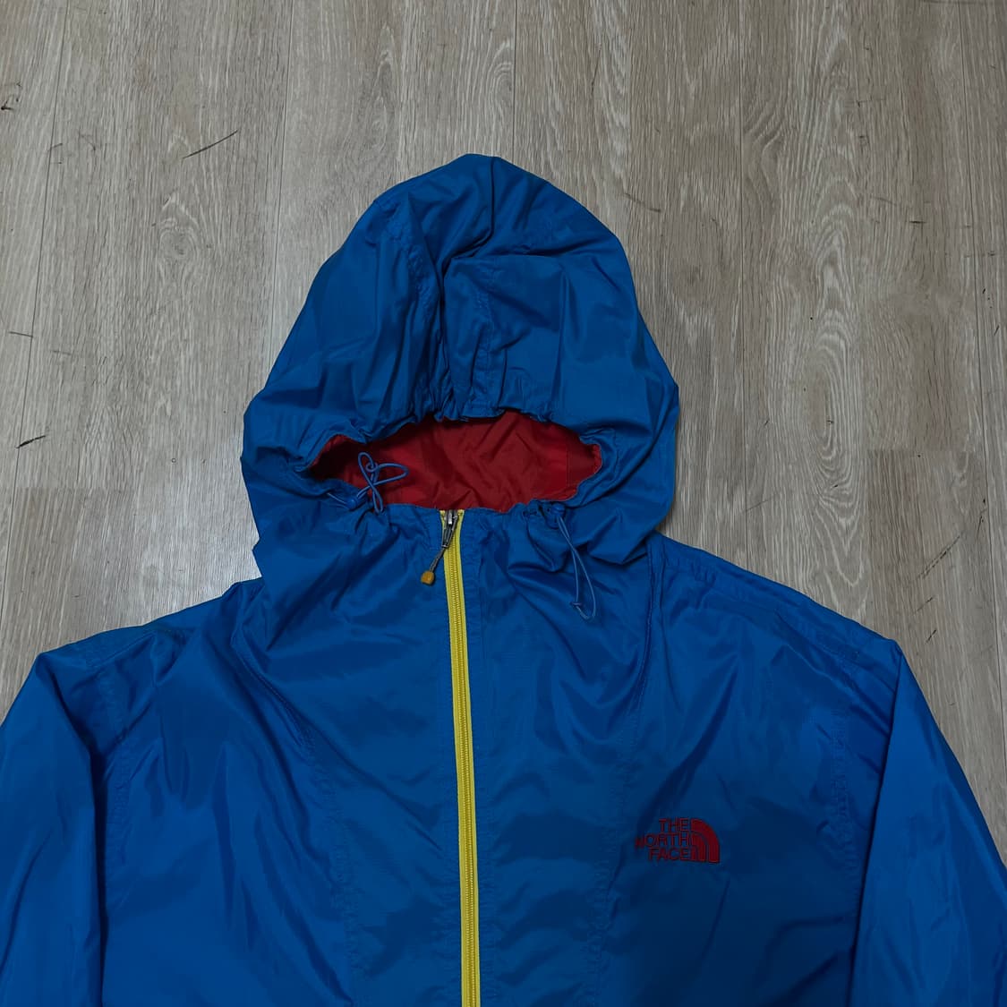 노스페이스 컴팩트 후드 블루/옐로우 바람막이 자켓 M(95) 상품이미지4