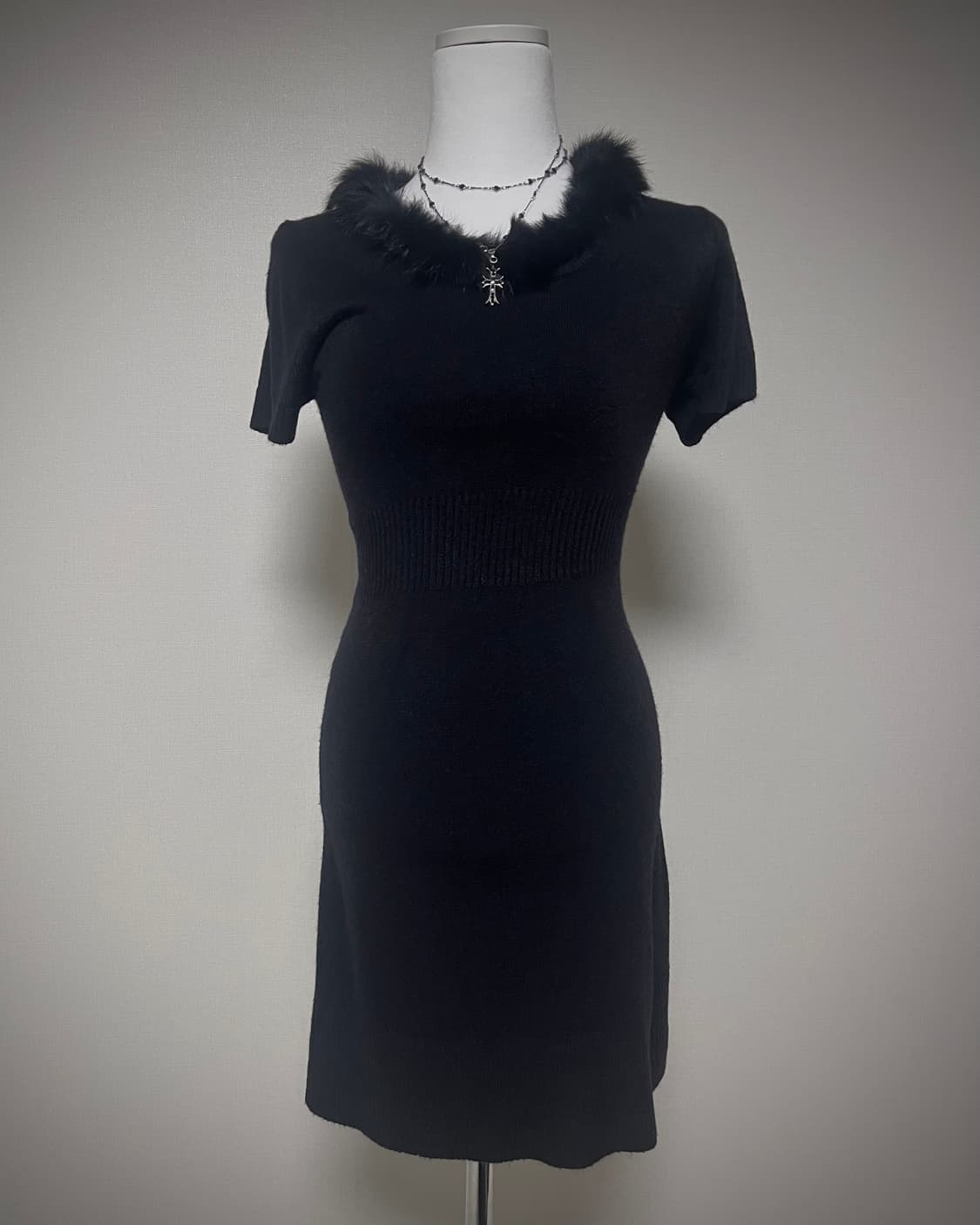 오네갸루 반팔 니트 딱붙원피스 고스 고딕 상품이미지2