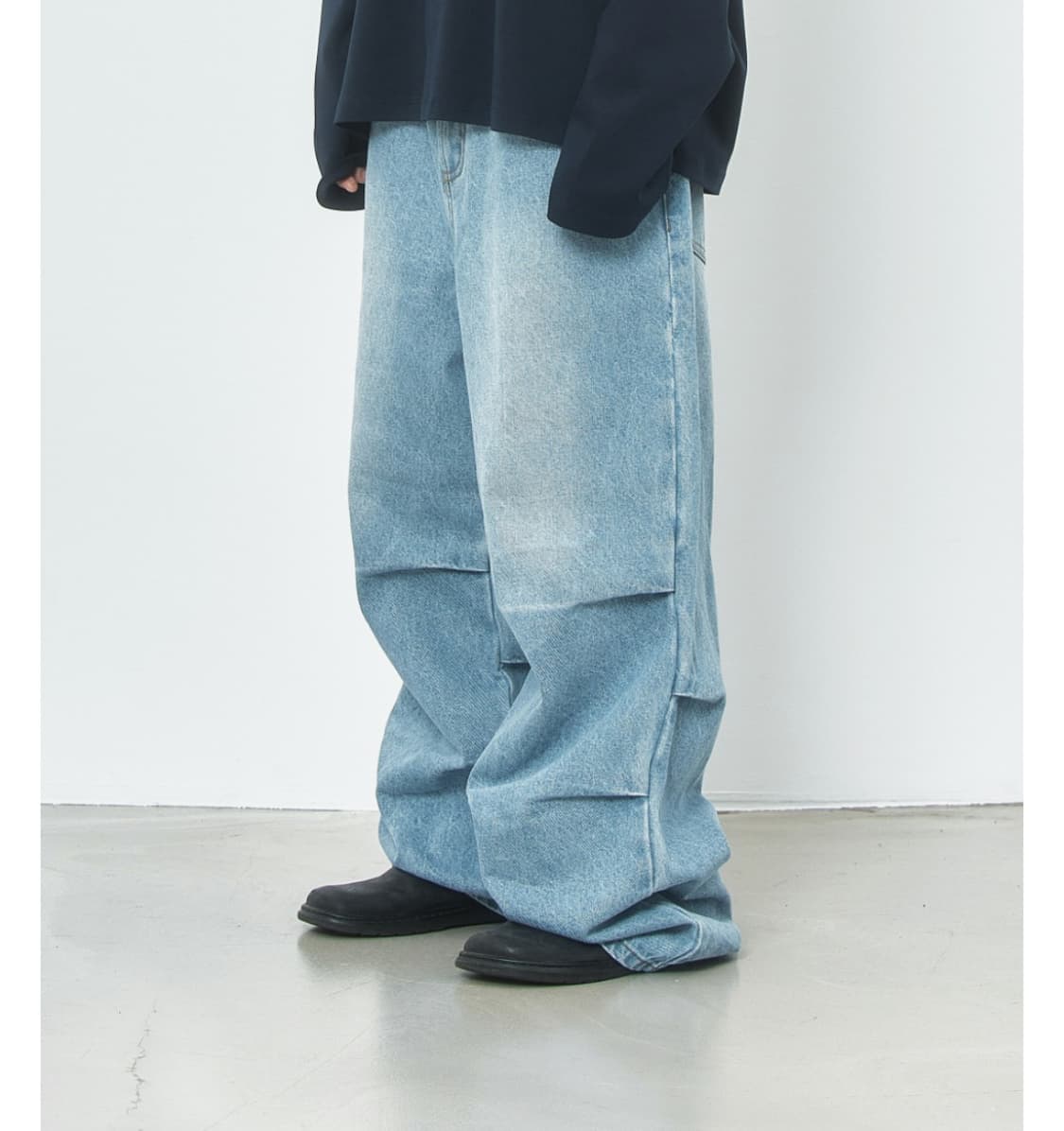 llud Wide Front Tuck Denim Pants 상품이미지2