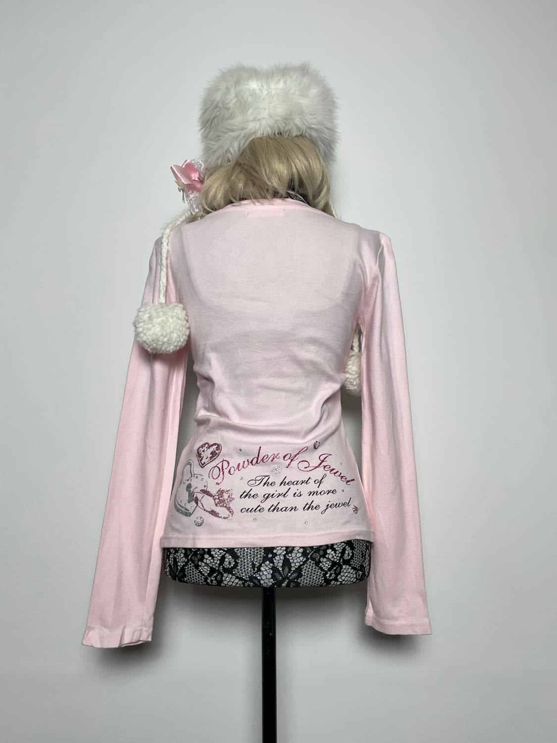 TRALALA 트랄랄라 히메갸루 핑크 레터링 리본 롱슬리브 상품이미지5