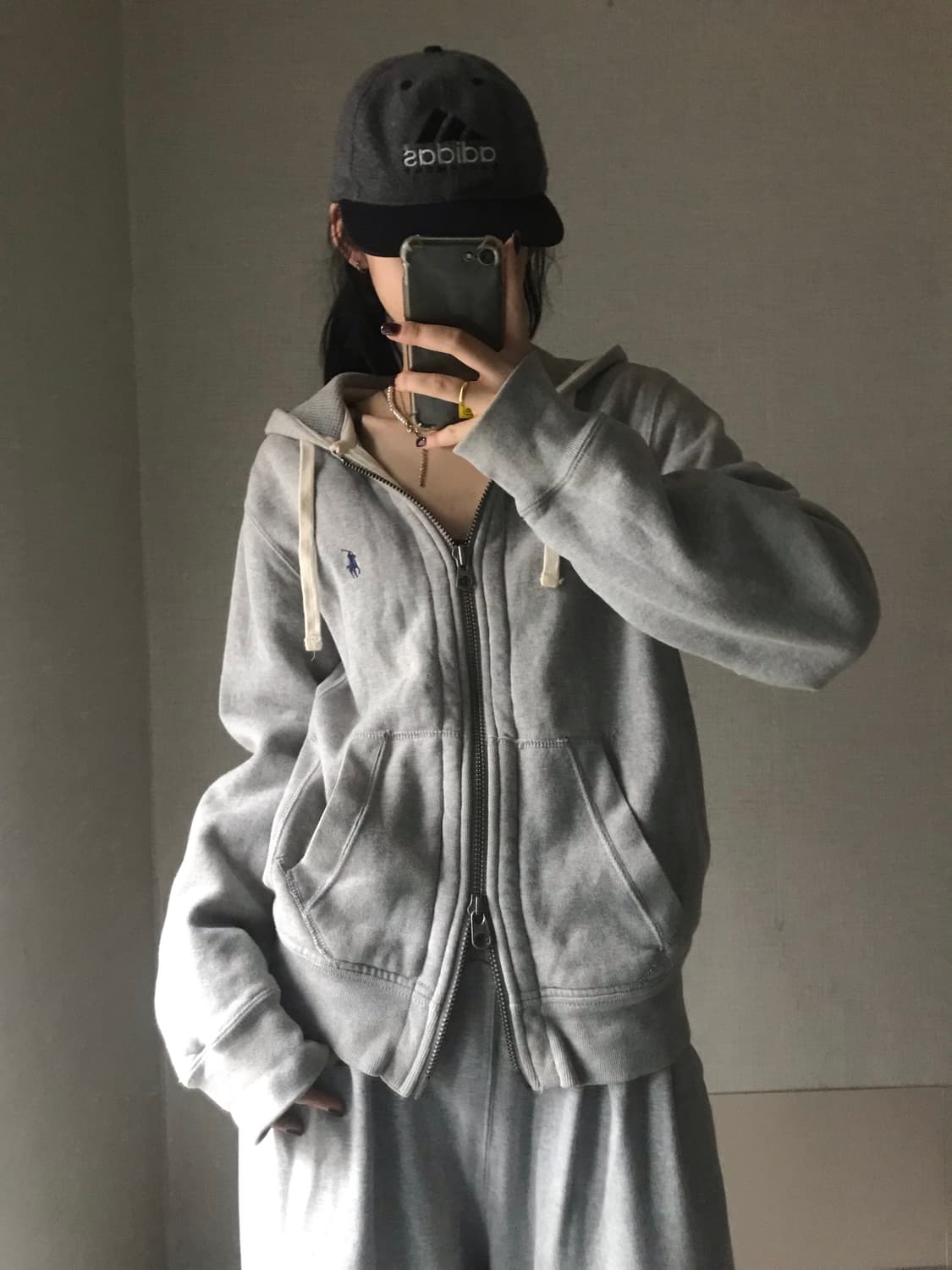 폴로 그레이 투웨이 스웻 후드집업 상품이미지1