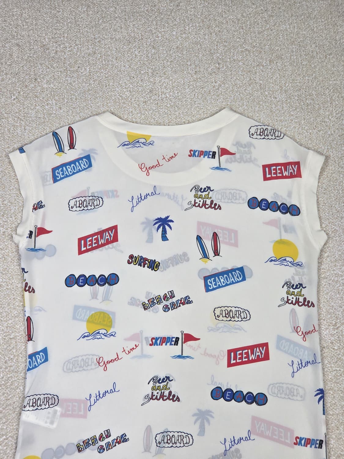 [산드로] 비치 프린트 실크 슬리브리스 블라우스 | S00042 상품이미지6