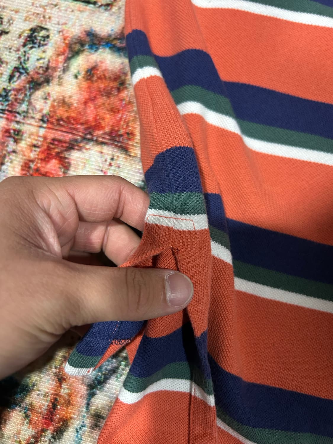 [L] 폴로 랄프로렌 오렌지 스트라이프 카라 반팔 상품이미지8