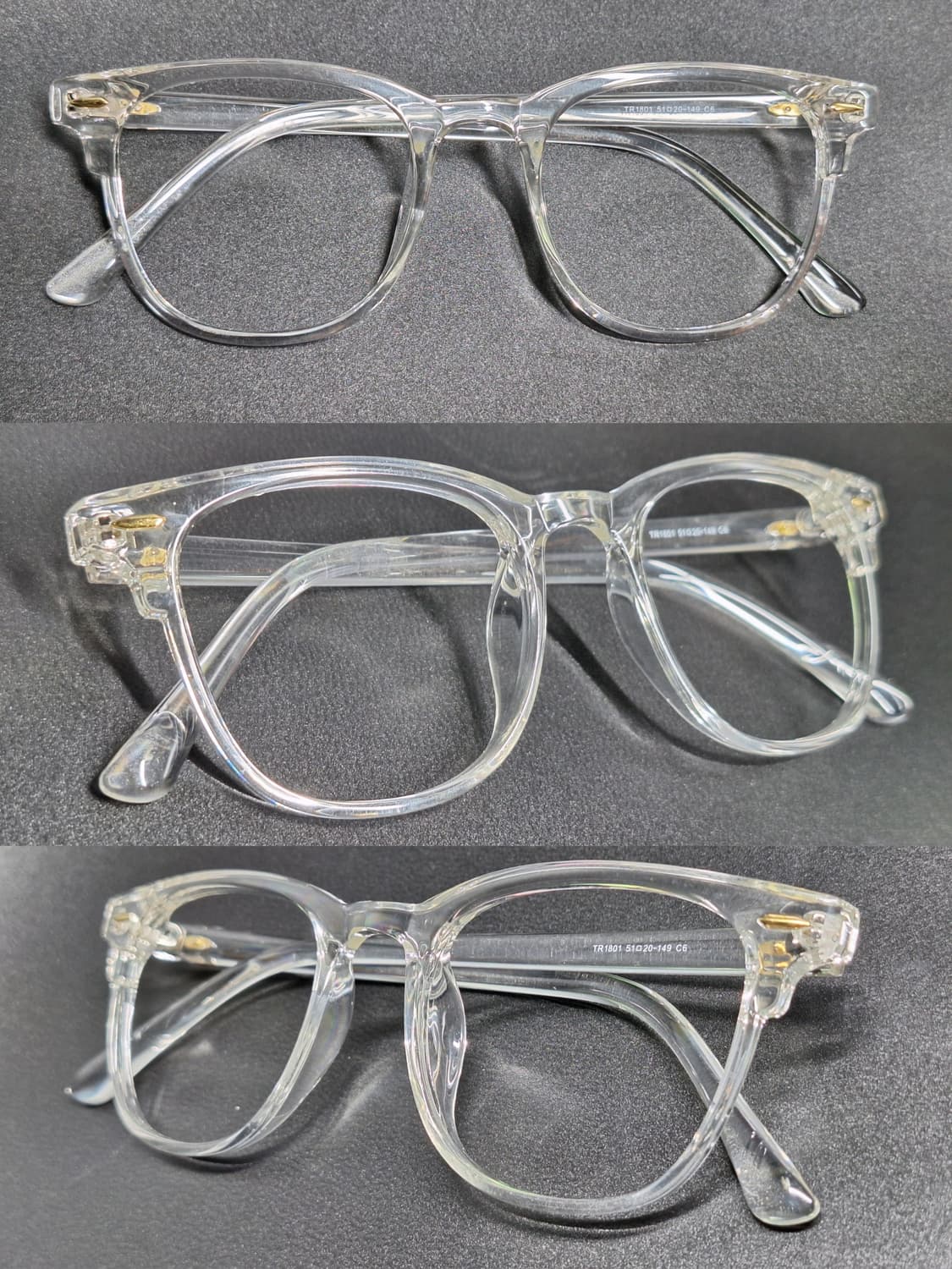 TR1801 골드 리벳 투명 클리어 안경테 51mm 일본 수입 패션 상품이미지2
