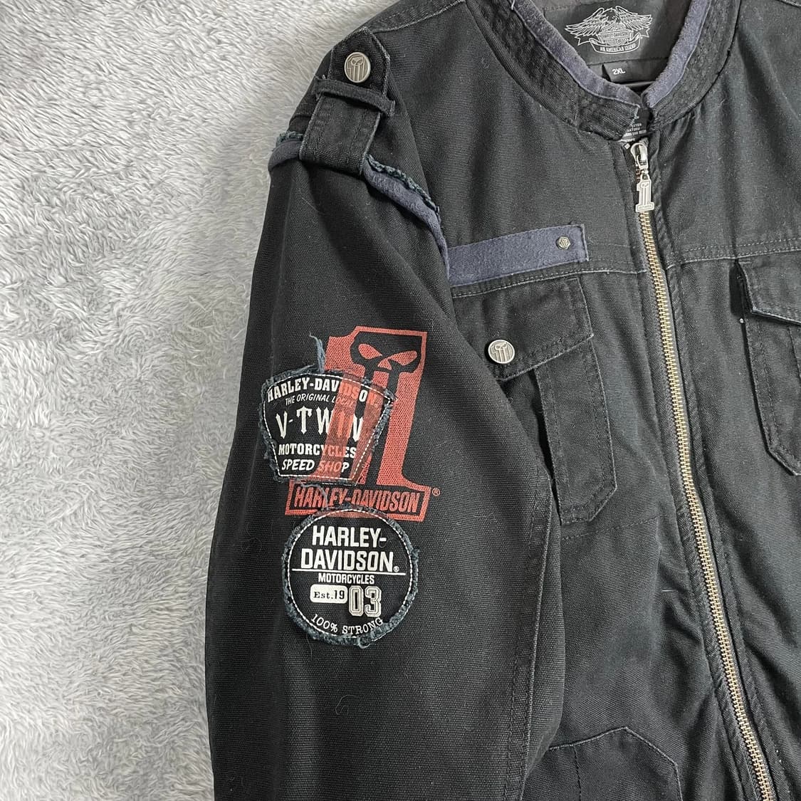 할리데이비슨 캔버스 밀리터리 스타일 라이딩 자켓 상품이미지5