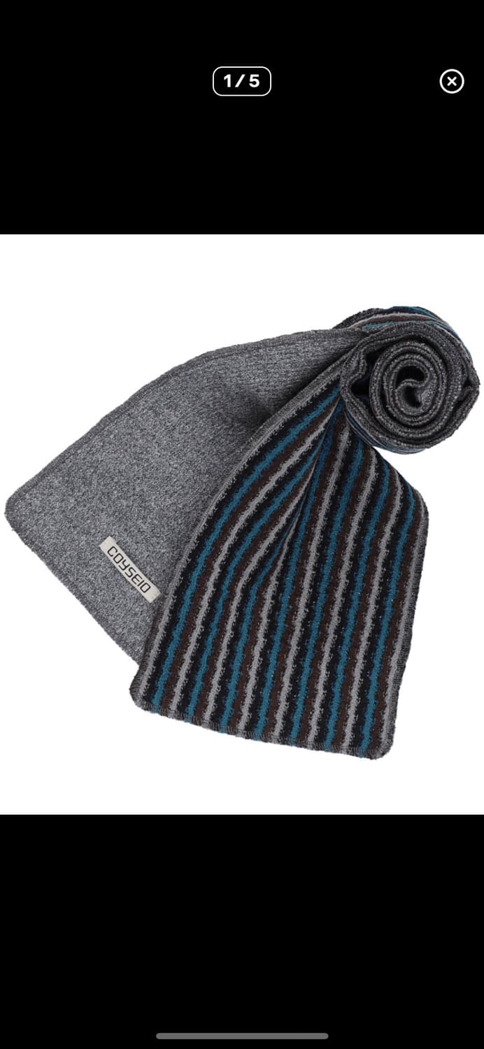 코이세이오 더블 니트 스트라이프 머플러 그레이 상품이미지1