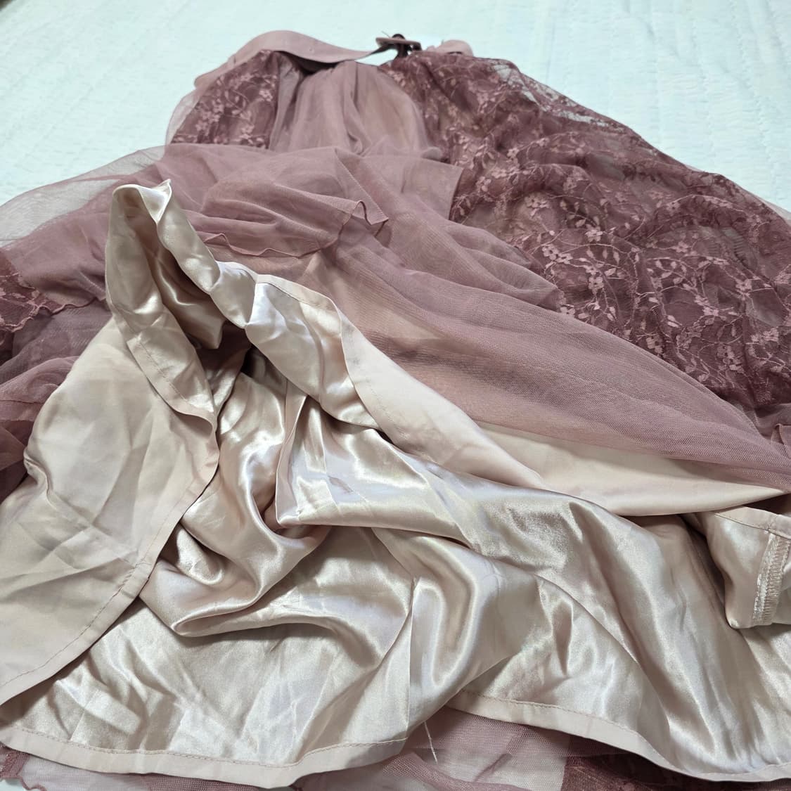 스나계st 히메 핑크 레이스 샤 롱스커트 상품이미지5