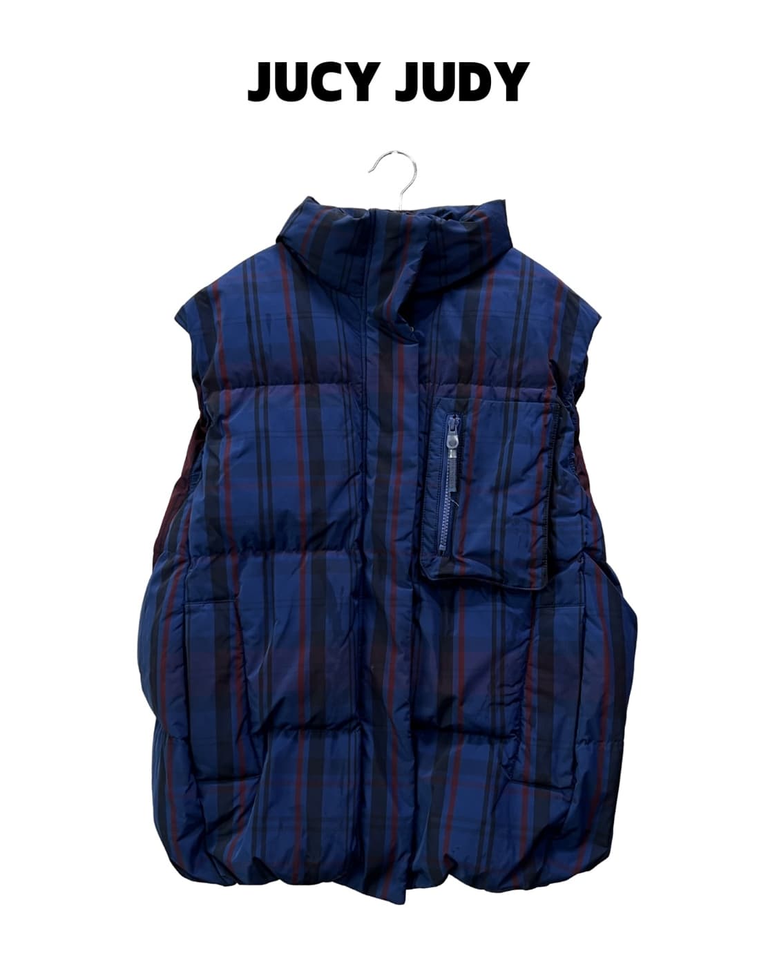 쥬시쥬디 체크 조끼패딩 베스트 상품이미지1