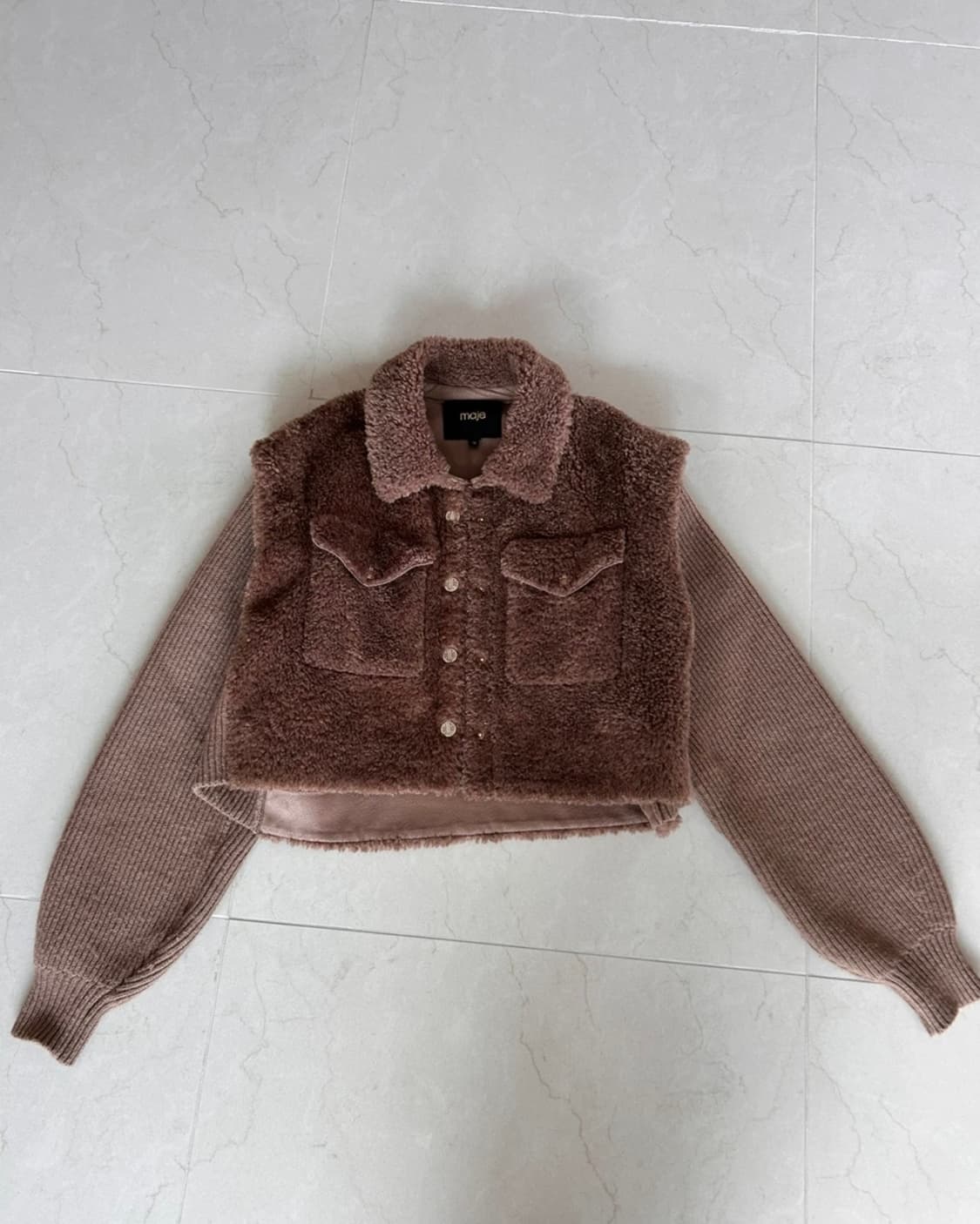 Maje 마쥬 페이크퍼 니트 블루종 브라운 자켓 상품이미지1