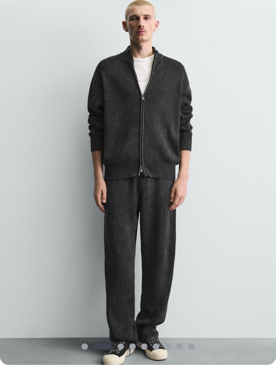 자라 워시드 니트 집업 M 상품이미지5