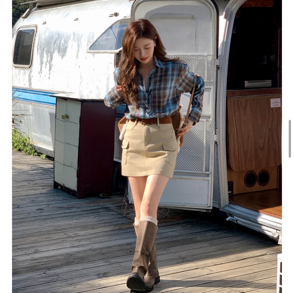 [새상품] 아뜨랑스 made 피치기모 체크셔츠 상품이미지3