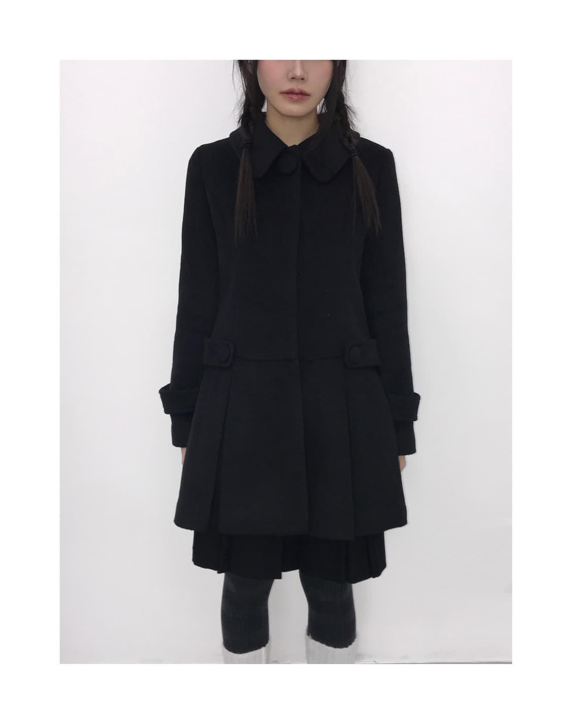 Jpn Black Wool Single-Breasted Half Coat 상품이미지1
