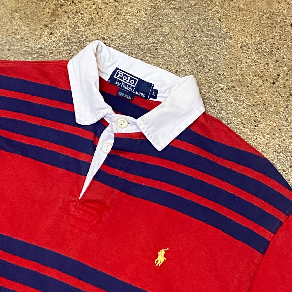 90s Made in USA 미국 빈티지 폴로랄프로렌 스트라이프 럭비티 상품이미지4