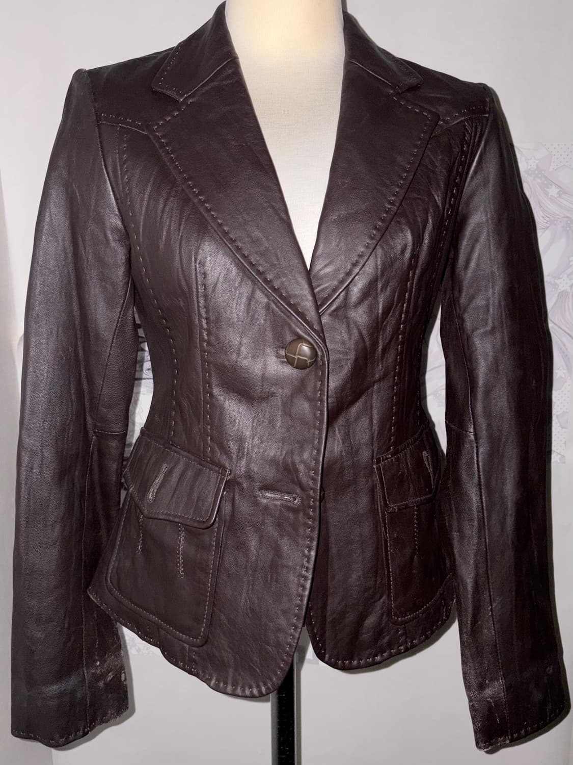 Leather brown jacket 상품이미지1