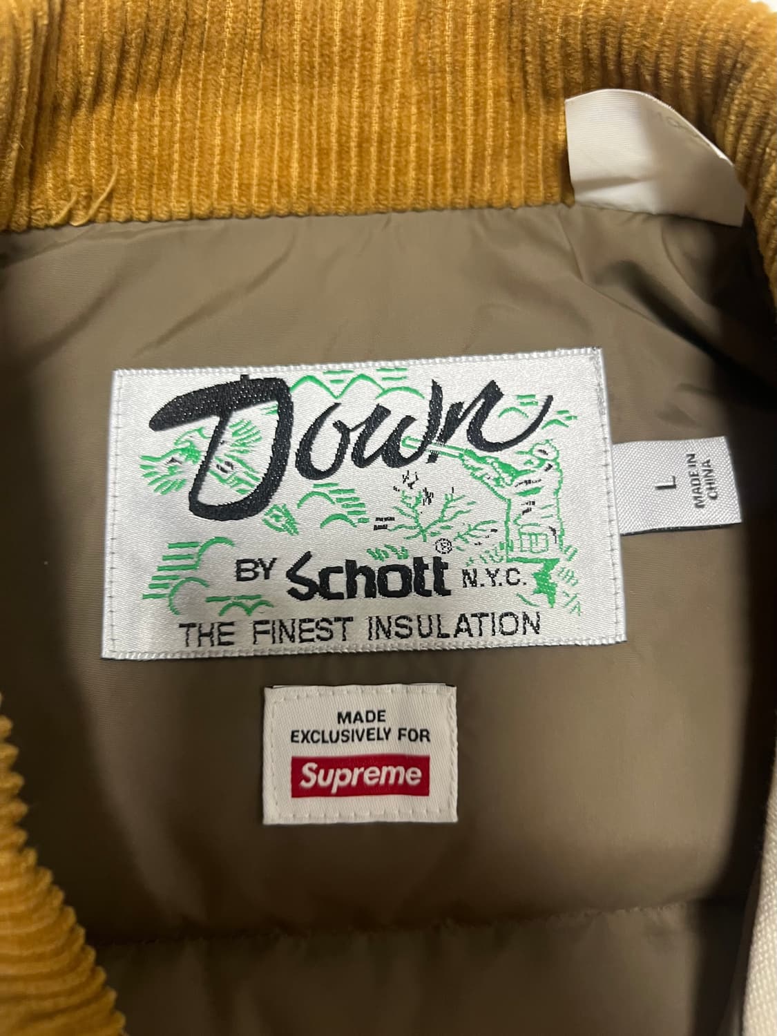 Supreme x Schott 다운 자켓 L 상품이미지3