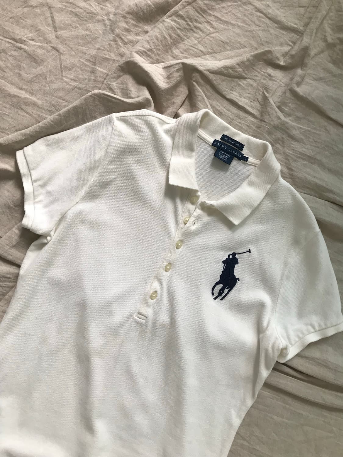폴로 랄프로렌 빅 포니 로고 화이트 반팔 카라티 상품이미지5
