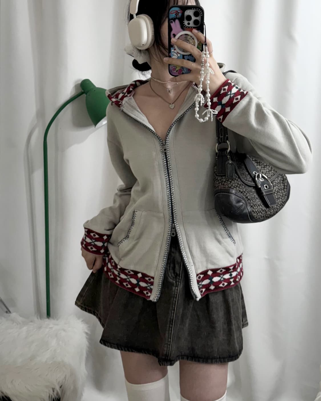 민트 에스닉 투웨이 후드 집업 상품이미지1