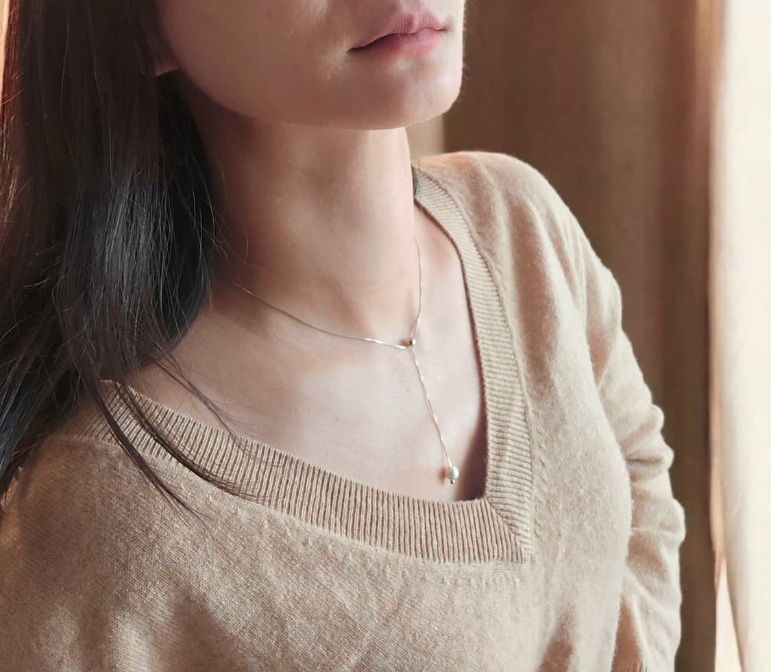 진주 드랍 Y 실버 목걸이 상품이미지8