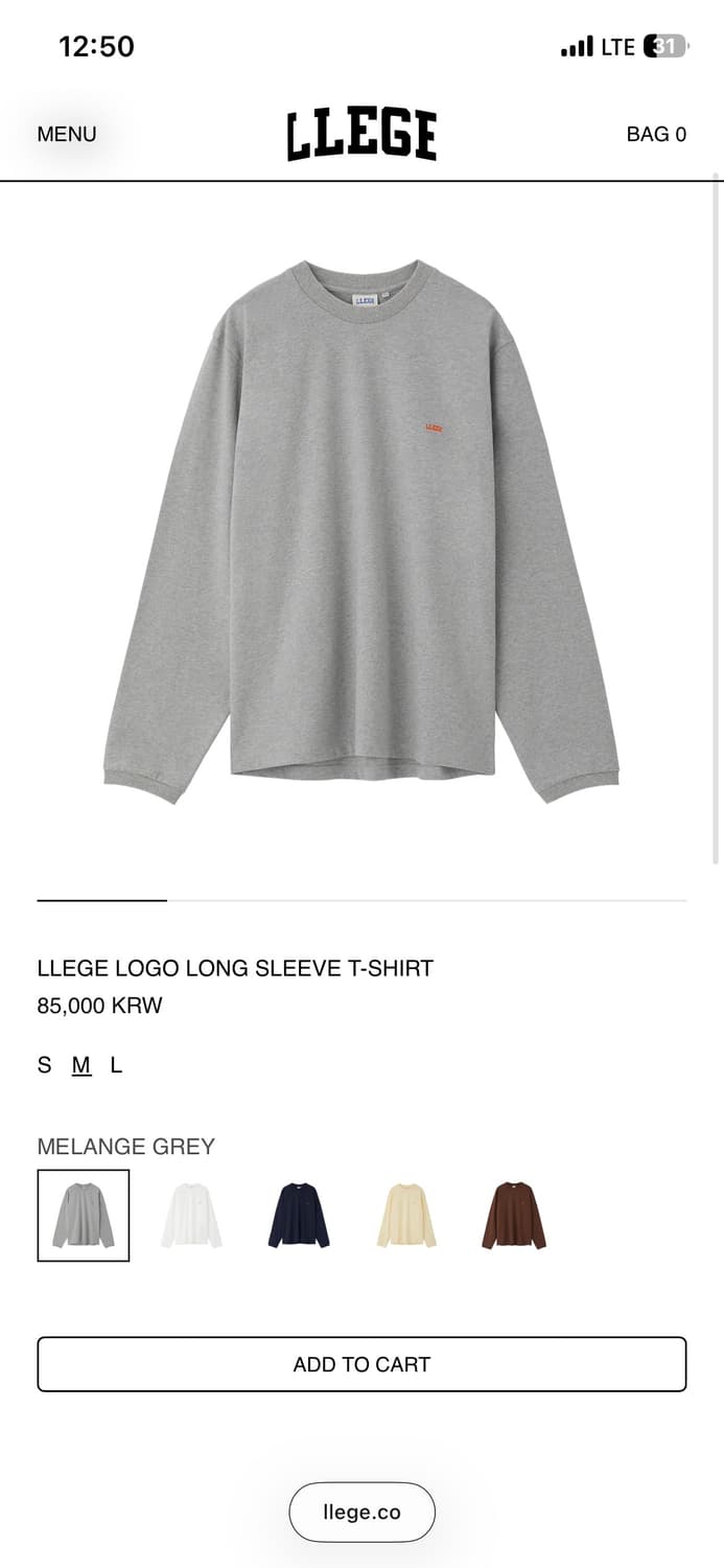 새상품) 리지 llege 로고 롱슬리브 티셔츠 상품이미지1