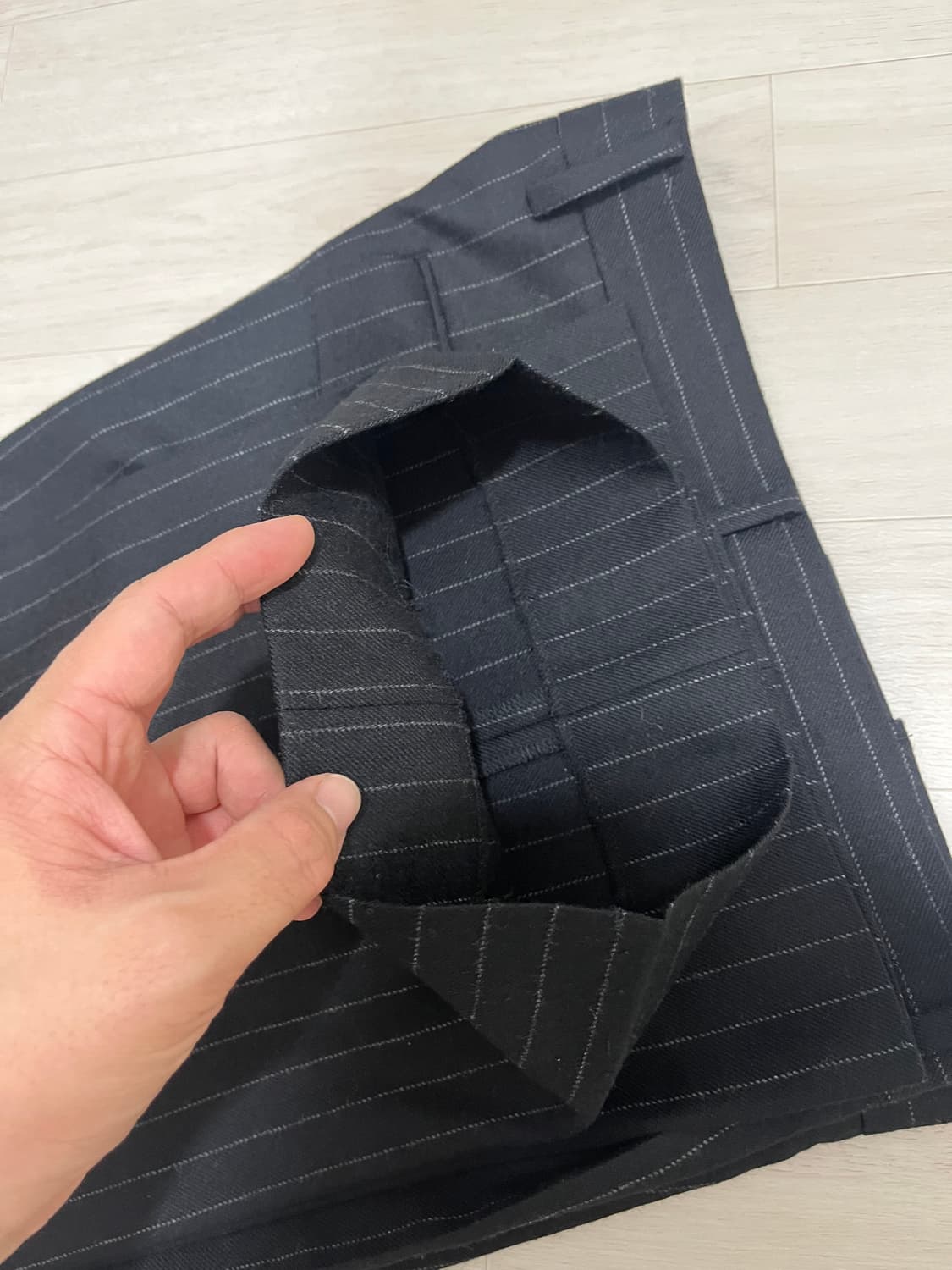 세비지 스트레이트핏 스트라이프 트라우저 블랙 라지사이즈 상품이미지8