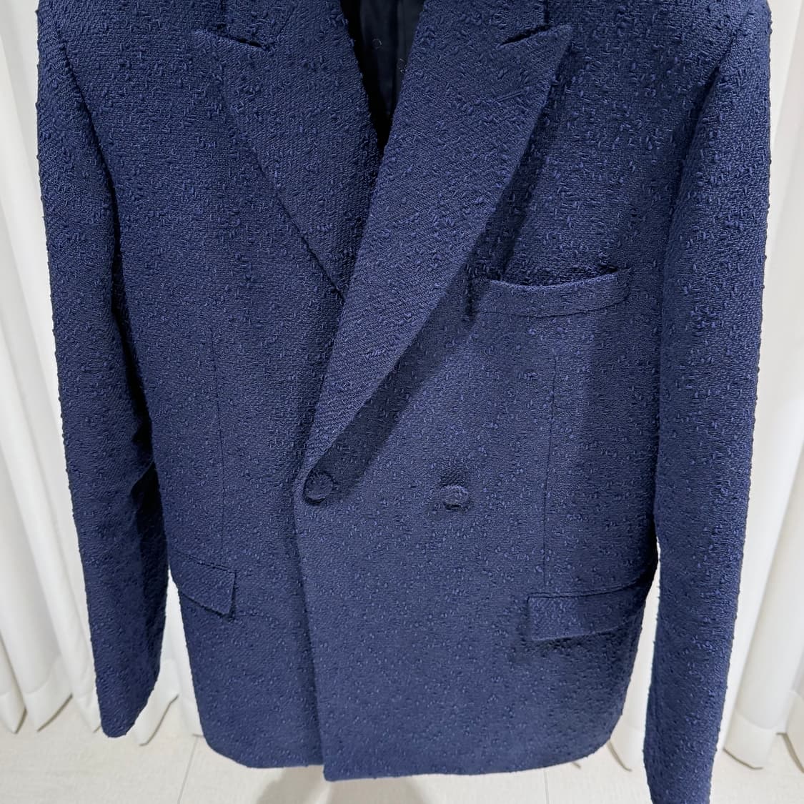 52 / 디올 블루 울 코튼 블렌드 더블 브레스티드 자켓 상품이미지5