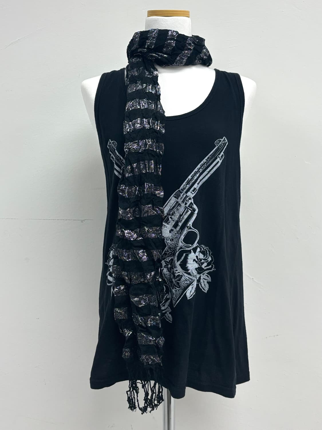 빈티지 블랙 스트라이프 락시크 펑크 머플러 상품이미지3