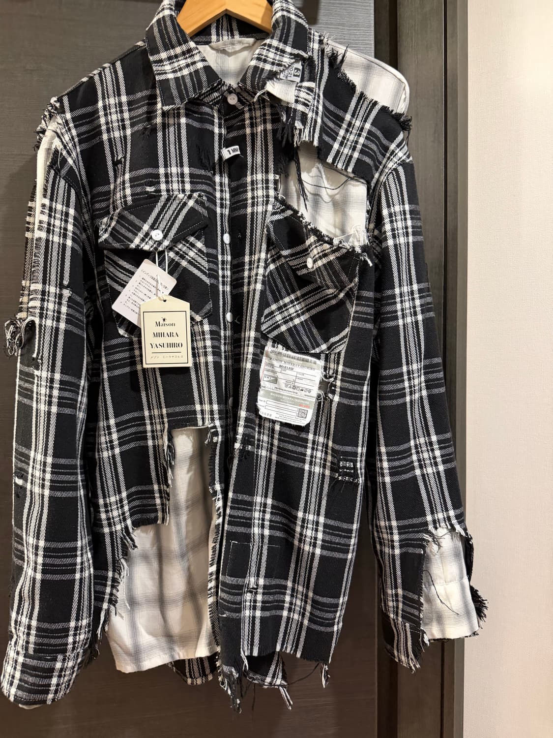 미하라 야스히로 데미지 체크 셔츠 46 (오버핏 실사이즈 110) 상품이미지1