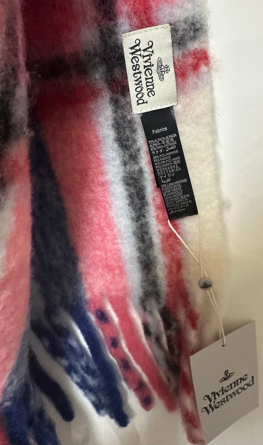 비비안웨스트우드 체크 모헤어울머플러 핑크 네이비 남여공용 상품이미지6