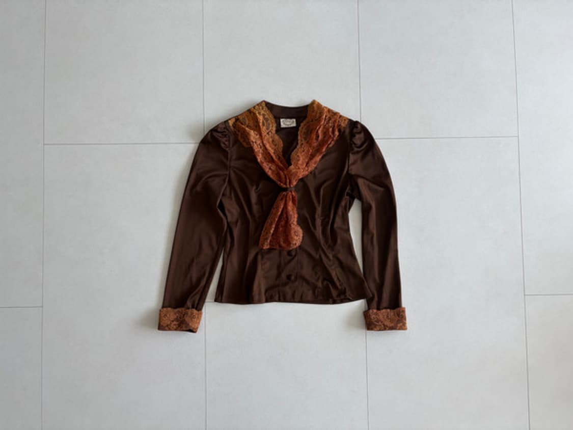 lace tie-neck blouse 상품이미지2