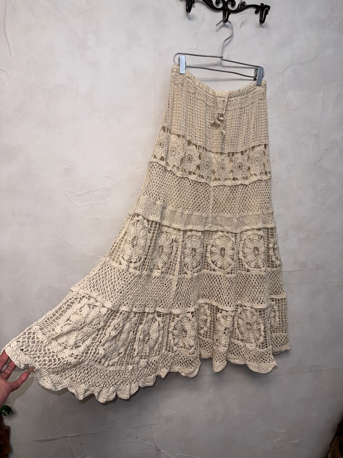 Ivory flower crochet maxi skirt 상품이미지2