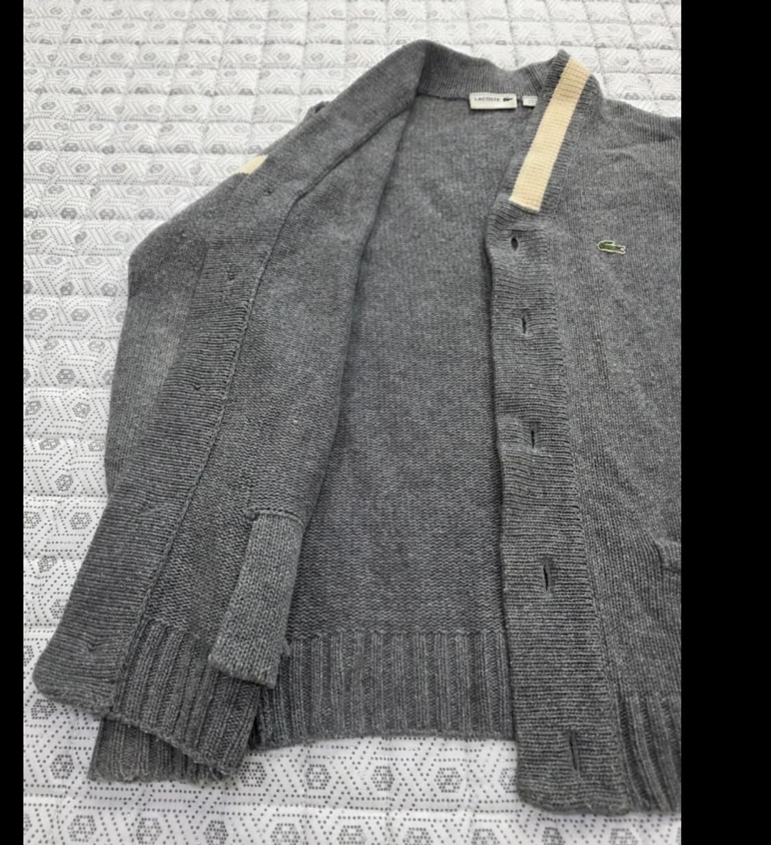 라코스테 브이넥 가디건 회색 55반 상품이미지4
