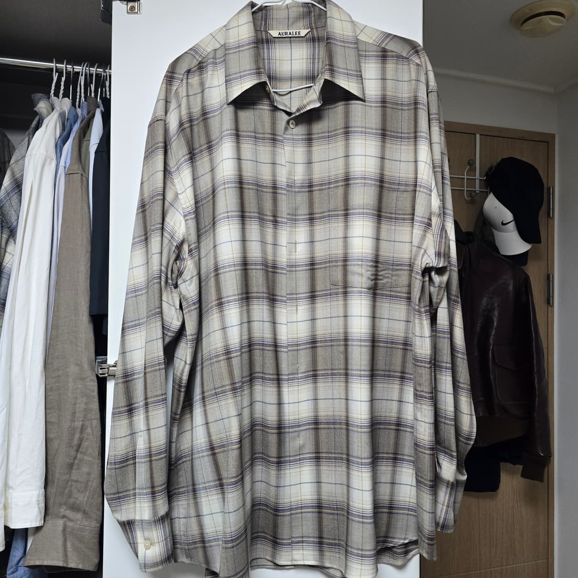 23aw 오라리 울 체크셔츠 브라운 4 상품이미지1