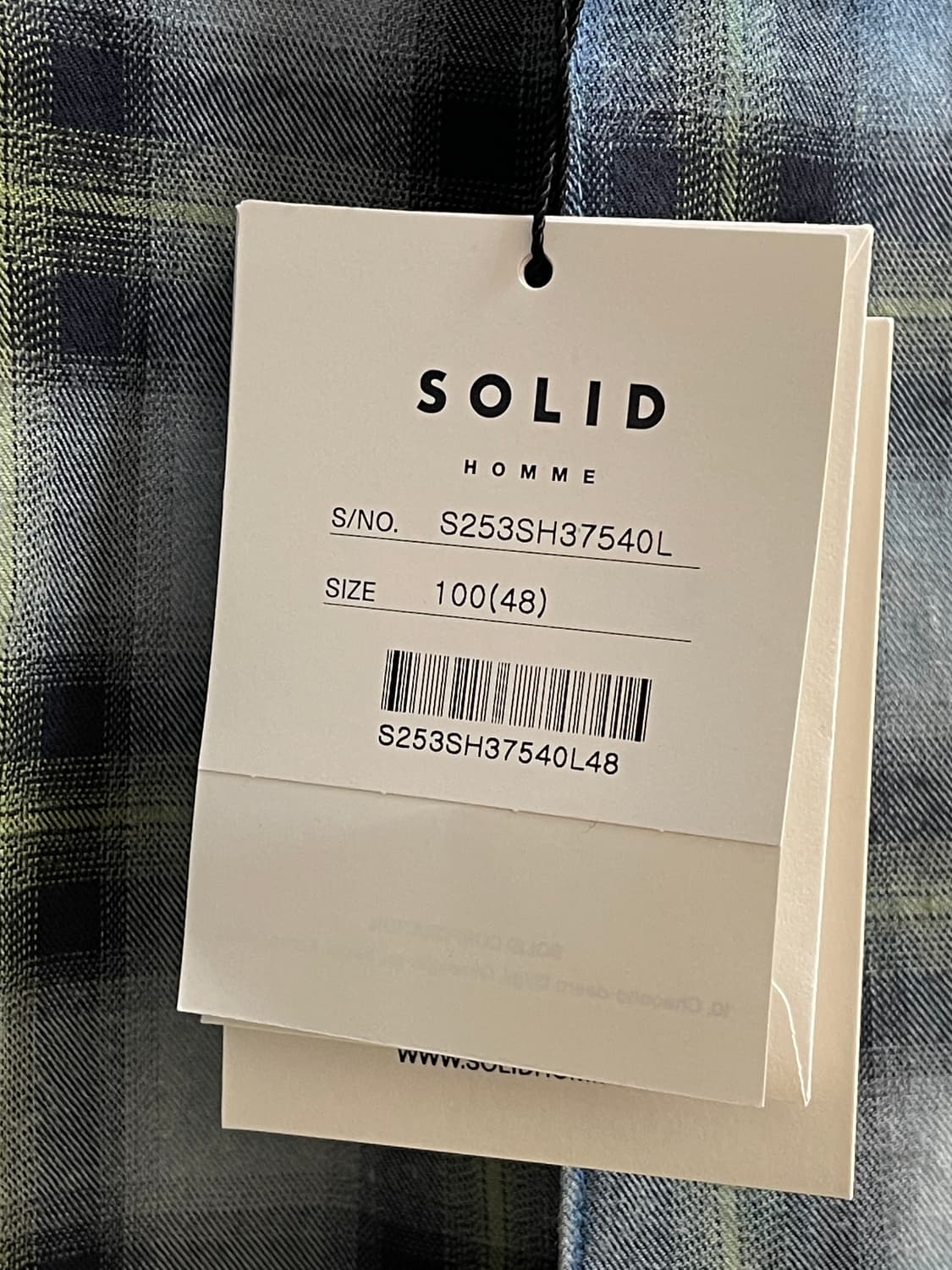 25새상품 솔리드옴므 블루 그라데이션 다잉 체크 셔츠 상품이미지5