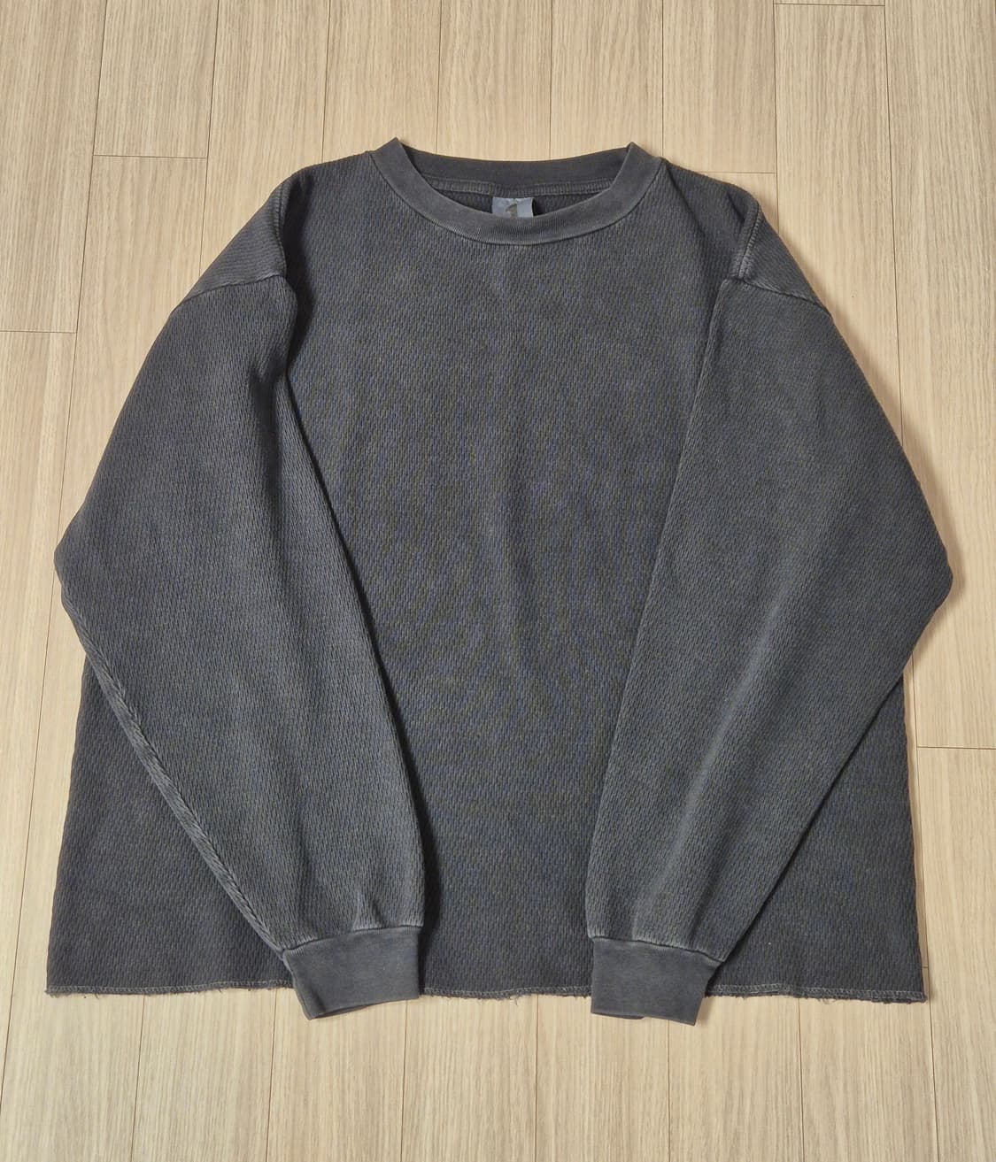 도넛리벤지 no no no rip sl 와플 롱슬리브 블랙 (1) 상품이미지4