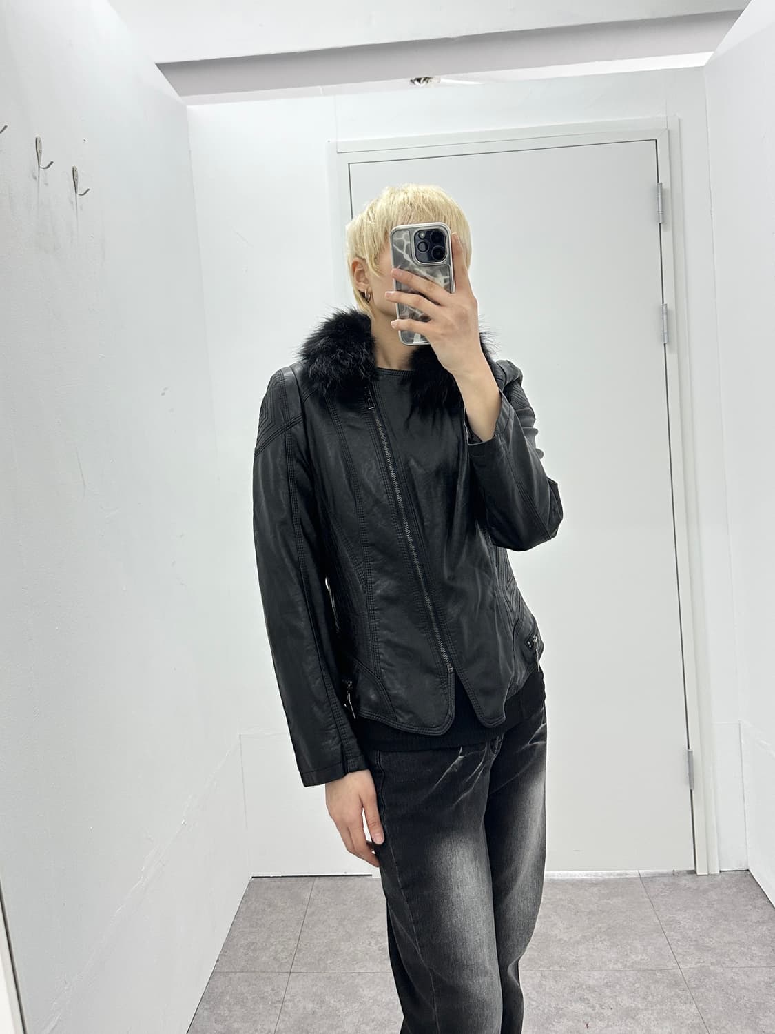 Drap Fur Trimming Sheepskin Leather Jack 상품이미지3