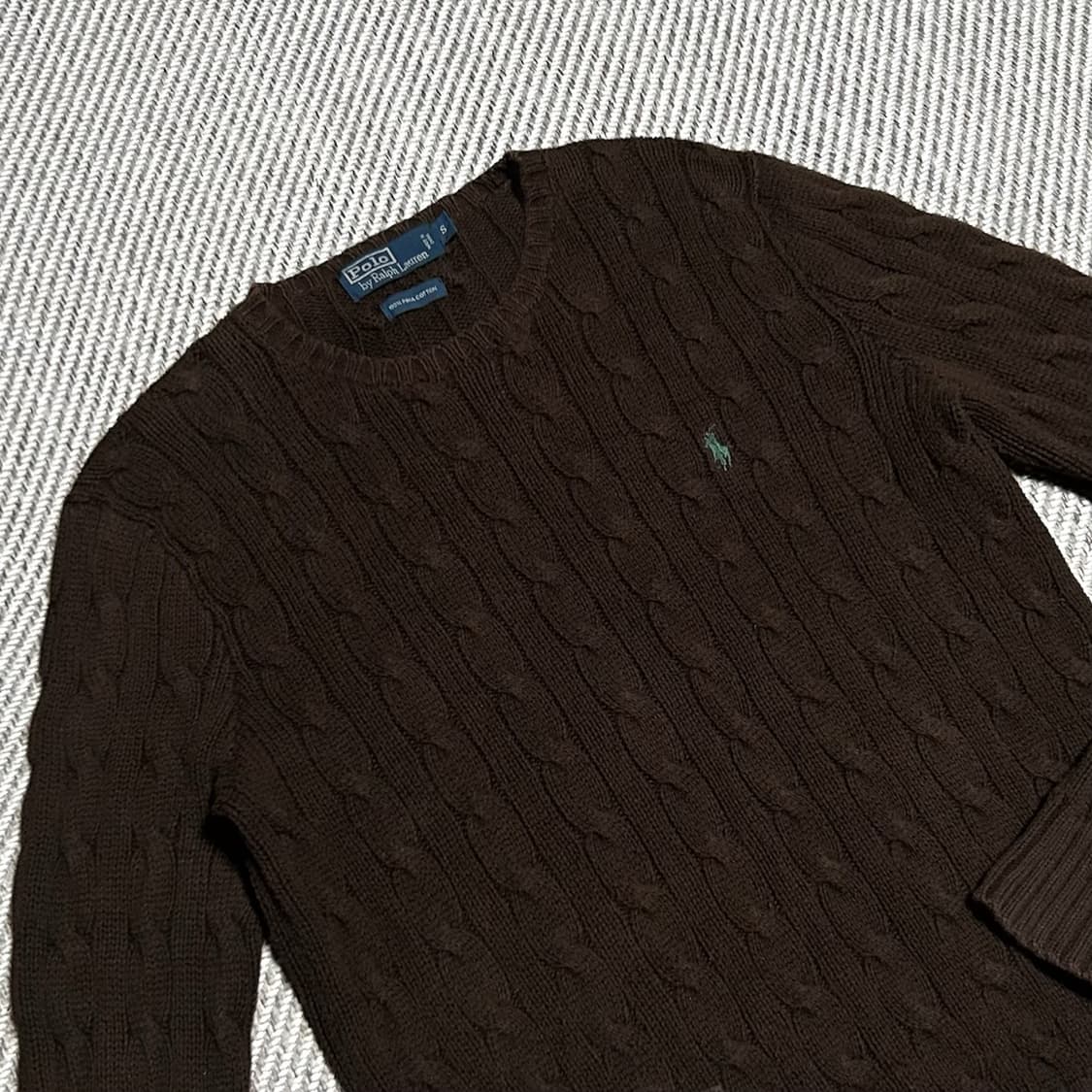 [M] Polo 폴로 랄프로렌 브라운 케이블 라운드 니트 상품이미지2