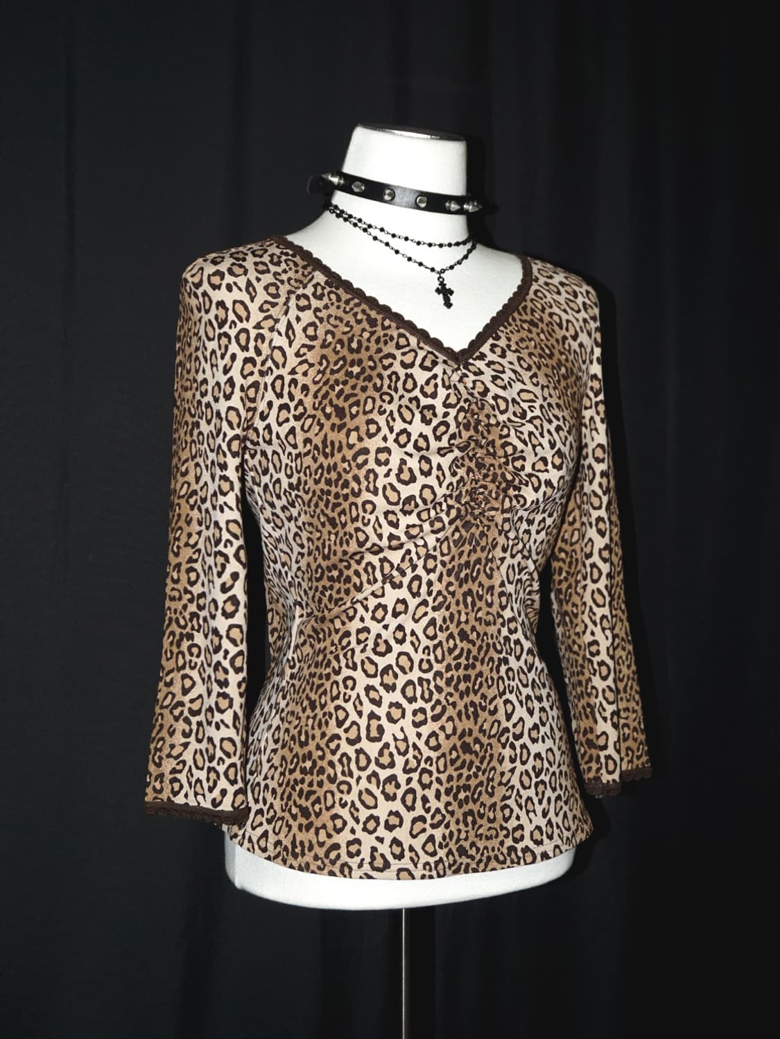 [GK] rhinestone shirring gyaru t  상품이미지1