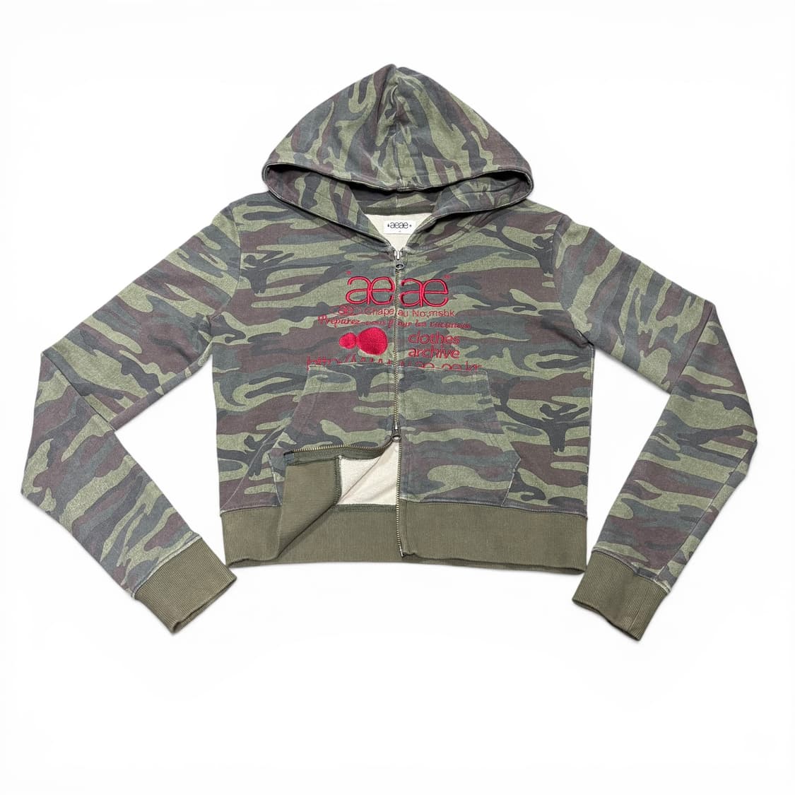 OS aeae 에이이에이이 카모 그린 후드집업 상품이미지1