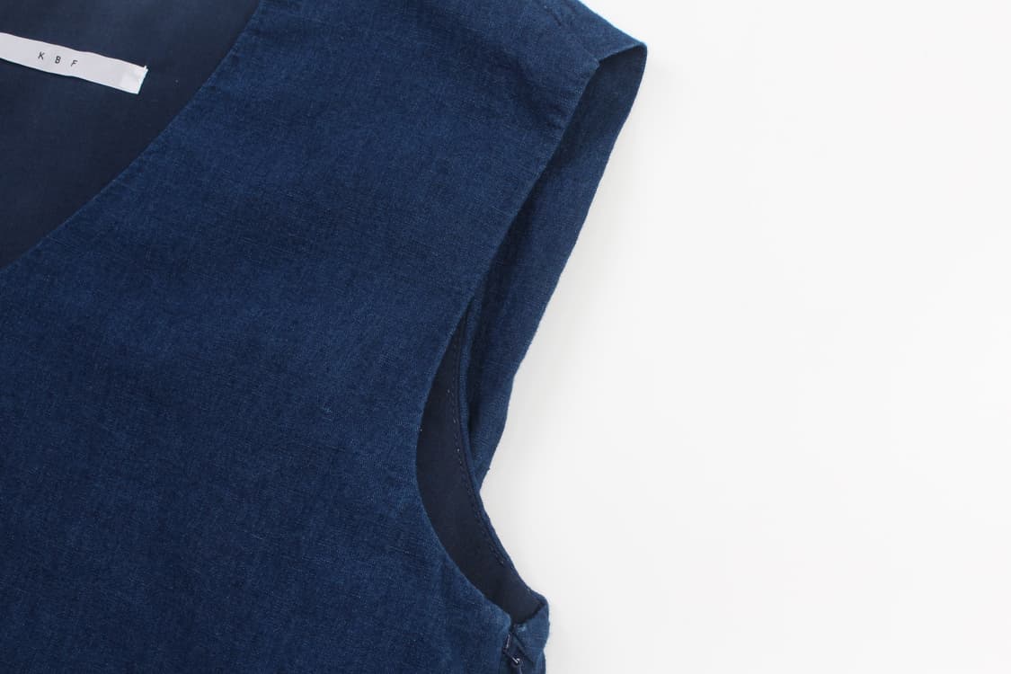 KBF  Indigo Linen Short Vest 상품이미지4