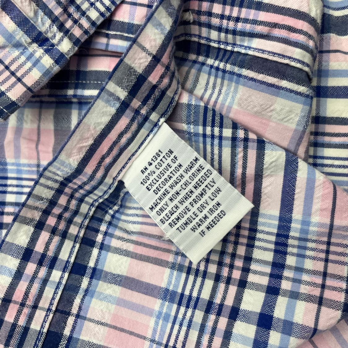 폴로 랄프로렌 네이비포니 딸기우유맛 시어서커 체크 반팔 셔츠 L 상품이미지6