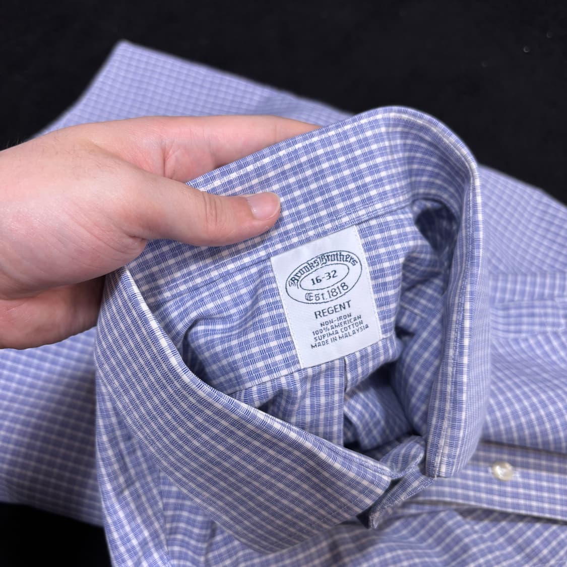 L-XL 브룩스브라더스 라이트네이비 포켓 체크 셔츠 상품이미지3