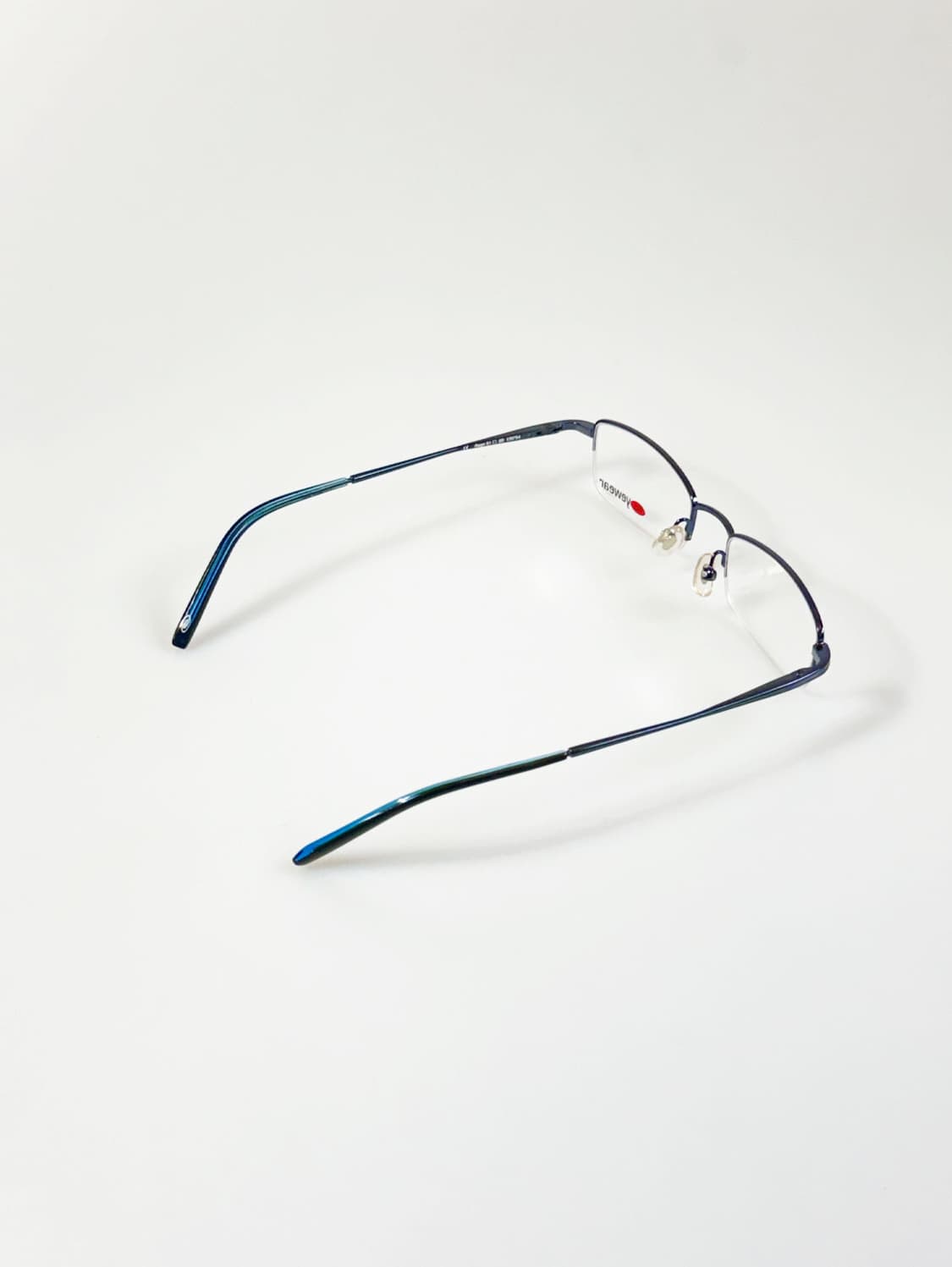 LIZZARD 네이비 반무테 스퀘어 메탈 빈티지 안경 상품이미지4