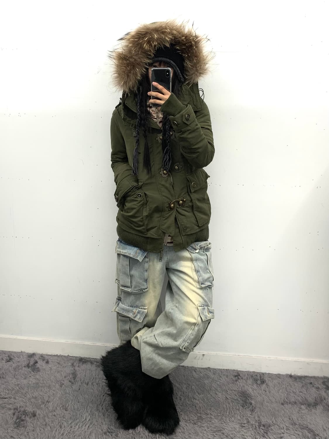 Sly y2k 퍼 트리밍 밀리터리 버클 자켓 상품이미지3