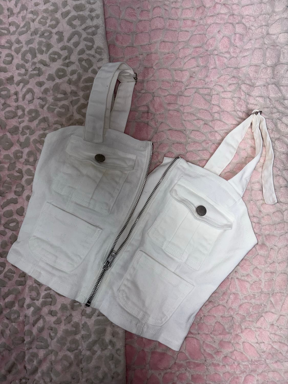 지퍼 청  탑 끈조절 가능 화이트  상품이미지2