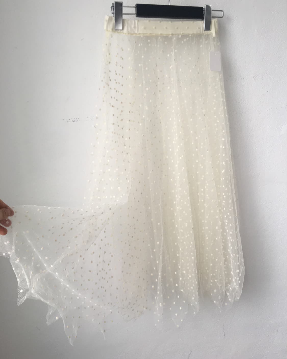 Dot pattern see through unbalanced skirt 상품이미지2