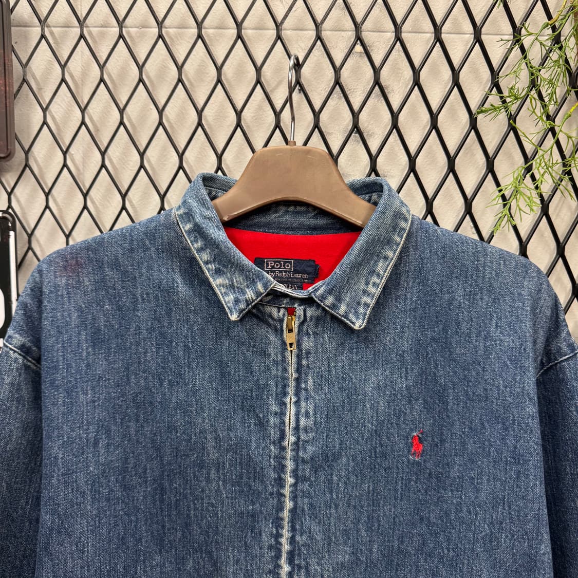 90s 폴로 랄프로렌 데님 블루종 전면 레드 포니 로고 포인트 중청 상품이미지3