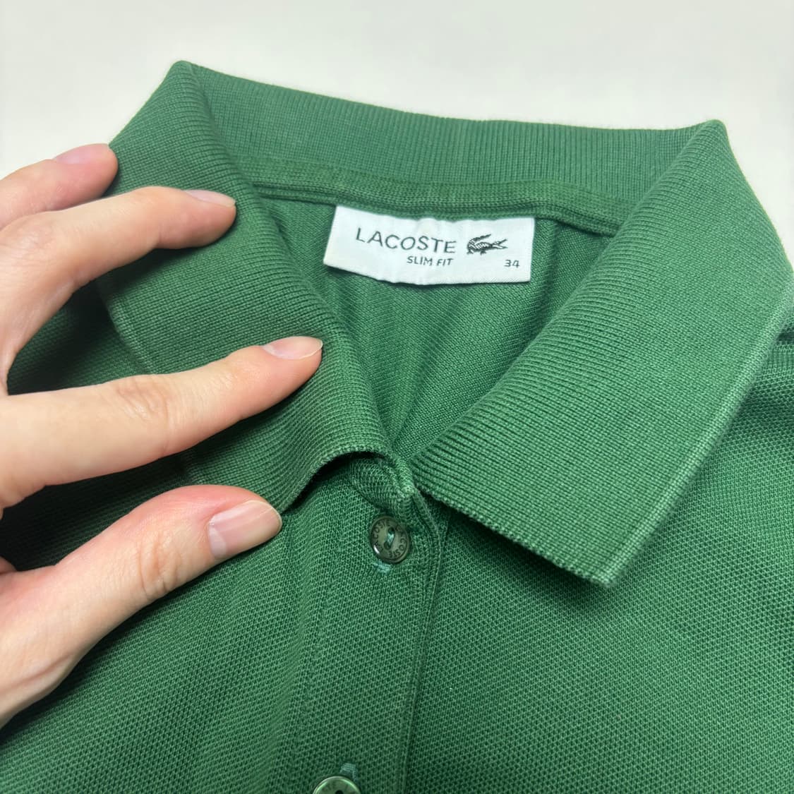 라코스테 피그먼트 그린 크록패치 하프버튼 트임 카라넥 PK 피케 반팔 상품이미지3