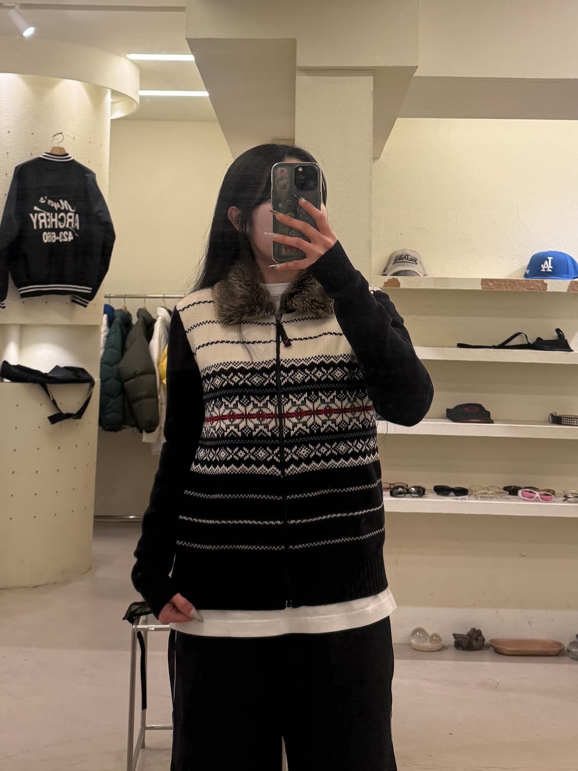 타미힐피거 패턴 퍼 니트 집업 U758 상품이미지1